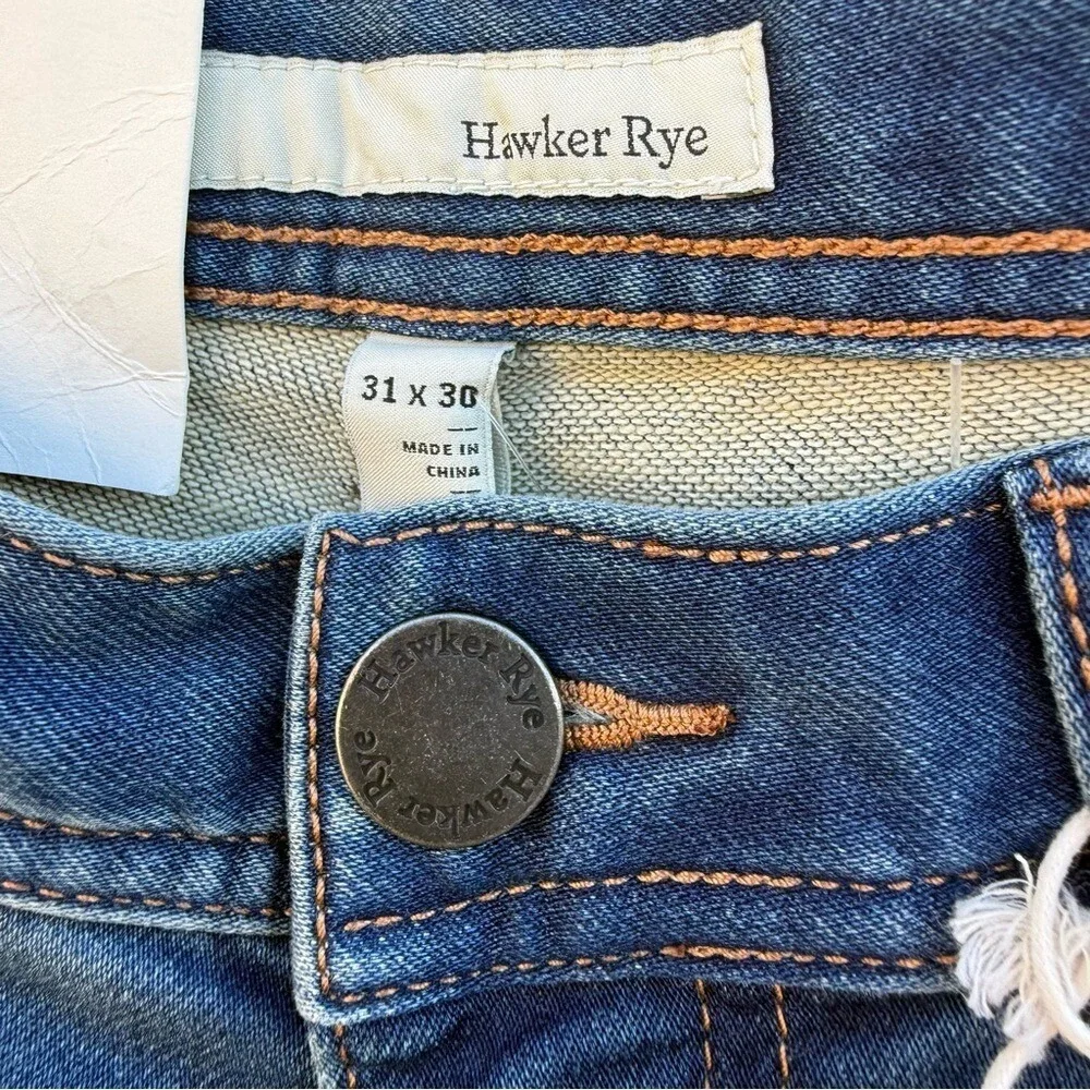Hawker Rye Mens Athletic Fit Jeans Medium Wash Blue Denim‎ 31x30 NEW